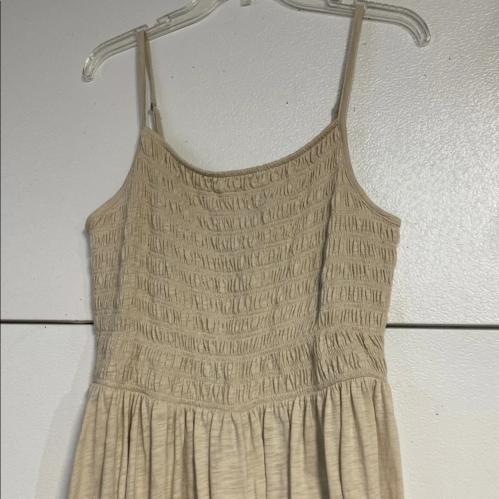GAP WOMENS SMOCKED MINI DRESS BEIGE CREAM XL - Picture 3 of 6